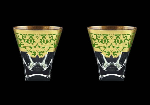 Fusion B2 F0024 Whisky Glasses 270ml 2pcs in Natalia Golden Green Decor (F0024-0102=2)