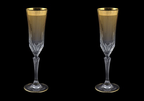 Adagio CFL F0050 Champagne Flutes 180ml 2pcs in Rio Golden Crystal Decor (F0050-0410=2)