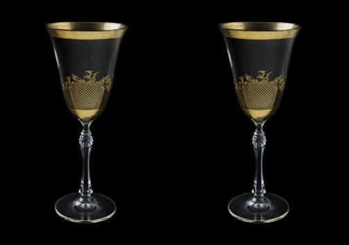 Parus C2 F0070 Wine Glasses 250ml, 2 pcs in Rocco Golden Embossed Decor (F0070-2512-L=2)