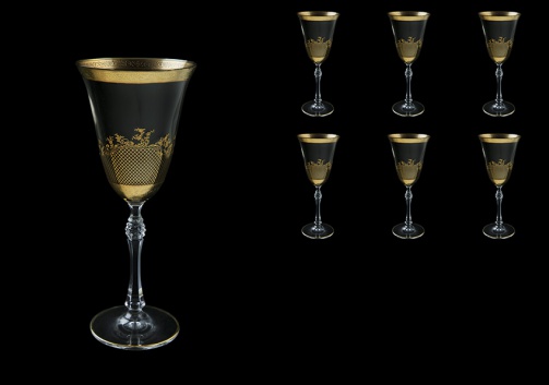 Parus C2 F0070 Wine Glasses 250ml, 6 pcs in Rocco Golden Embossed Decor (F0070-2512/L)