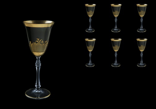 Parus C3 F0070 Wine Glasses 185ml, 6pcs in Rocco Golden Embossed Decor (F0070-2513-L)