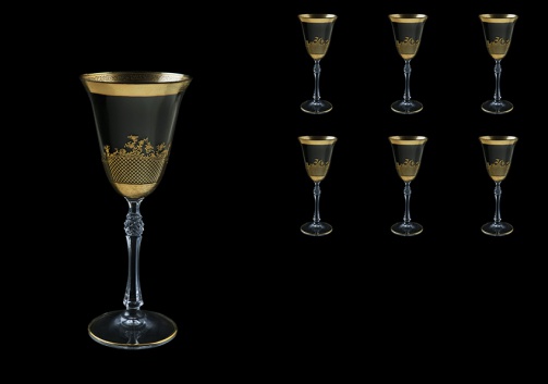 Parus C3 F0070 Wine Glasses 185ml, 6 pcs in Rocco Golden Embossed Decor (F0070-2513-L)