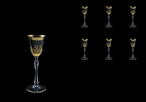 Parus C5 F0070 Liqueur Glasses 60ml, 6 pcs in Rocco Golden Embossed Decor (F0070-2515-L)