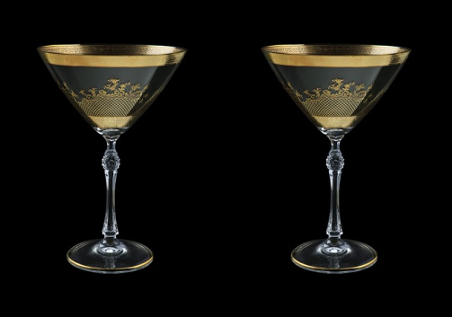 Parus CMT F0070 Martini Glasses 280ml, 2 pcs in Rocco Golden Embossed D. (F0070-251B-L=2)