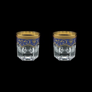 Provenza B2 PEGC Whisky Glasses 280ml 2pcs in Flora´s Empire Golden Blue Decor (23-527/2)