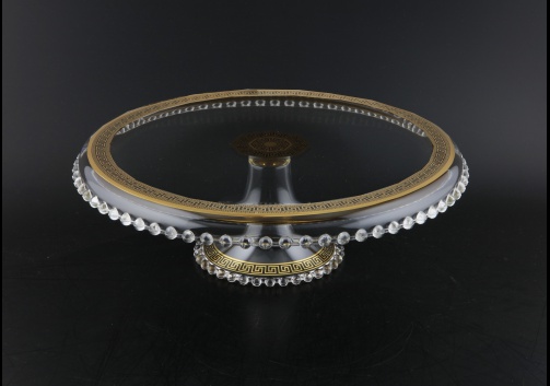 Zefyros CPY ZAGB b Cake Plate Down d32cm, 1pc in Antique Golden Black D. (57-5E71/b)