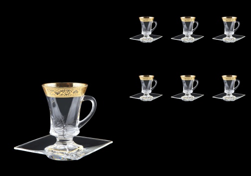 Quadro TS QNGL Tea Set 100ml 6pcs in Romance Golden Bright Decor (33-2180/6/BT)