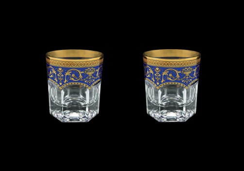 Provenza B3 PEGC Whisky Glasses 185ml 2pcs in Flora´s Empire Golden Blue Decor (23-526/2)