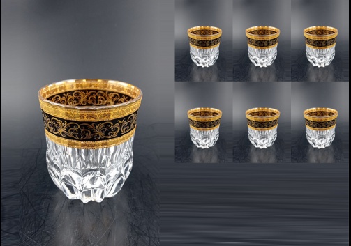 Adagio B2 AALB Whisky Glasses 350 6pcs in Allegro Golden Black Light D. (6B-646/L)