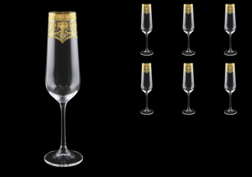 Strix CFL 20 Champagne Flutes 200ml 6pcs in Flora´s Empire Golden Crystal Lig. (20-2210/L)